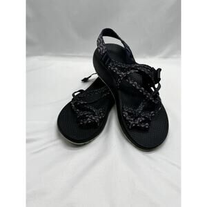 Chaco ZX2 Classic Sandal Women 9 Aztec Double Strap Teal Bottom Purple Toe Ring